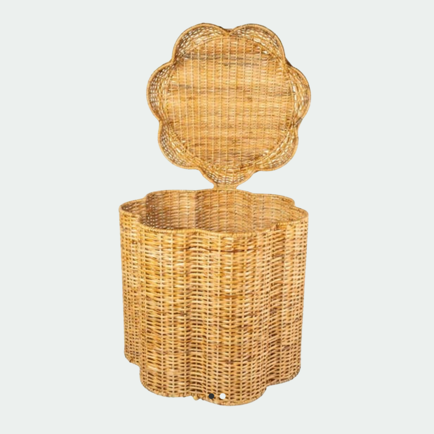 Rattan Scalloped Storage Side Table