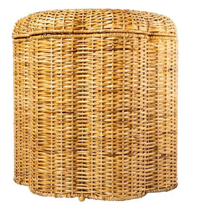 Rattan Scalloped Storage Side Table